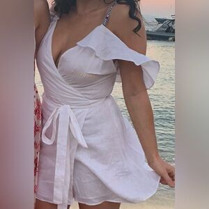 LIMITED EDITION Off-White by Virgil Abloh Mykonos 2019 white linen wrap dress